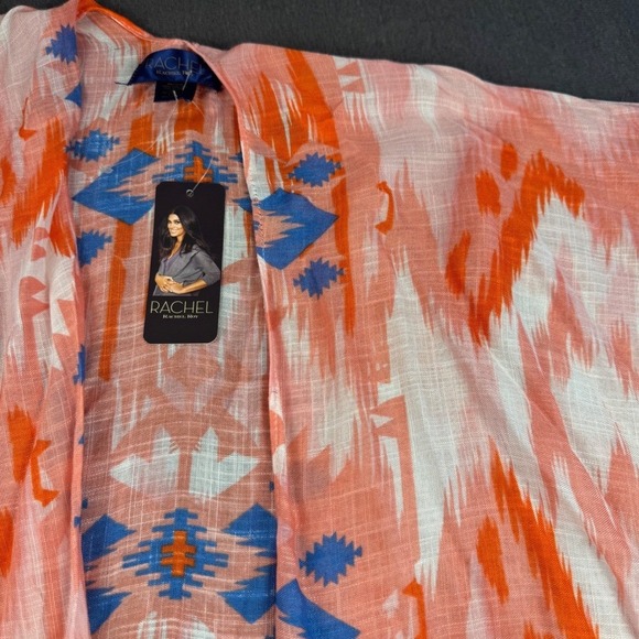 Rachel Other - Rachel Roy Womens Kimono Cardigan Orange Blue Aztec Print Lightweight